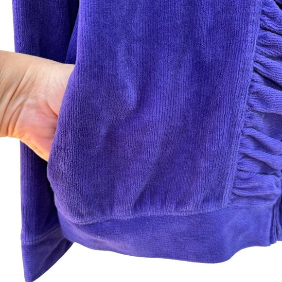Koret Sport Vintage Womens Purple Full Zip Ruched High Collar Velour Jacket M - Picture 3 of 9